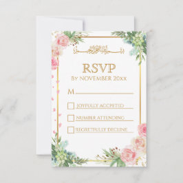 Floral Gold Frame islamische Hochzeit RSVP Karte