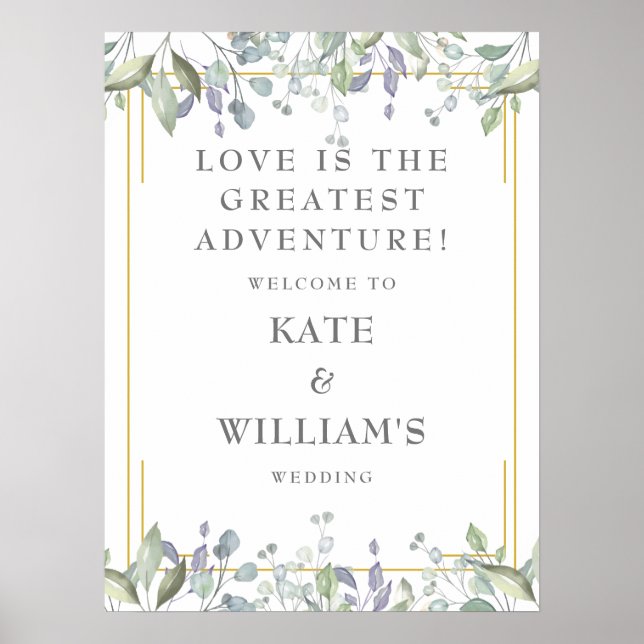 Floral Gold Geometric Wedding Welcome Sign Poster (Vorne)