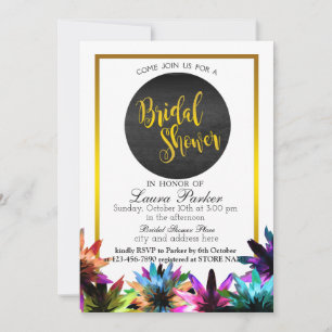 Floral Gold Glitzer Brautparty Elegantes Dekor Einladung