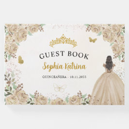 Floral Gold Glitzer Princess Quinceanera Guestbook Gästebuch