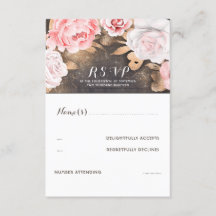 Floral Gold Glitzer Wedding RSVP