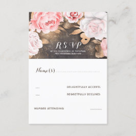 Floral Gold Glitzer Wedding RSVP Karte