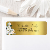 Floral Gold Metallic Custom Rücksendeadressen-Aufk