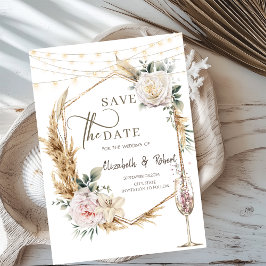 Floral Gold Rahmen Champagner Hochzeit speichern d Save The Date