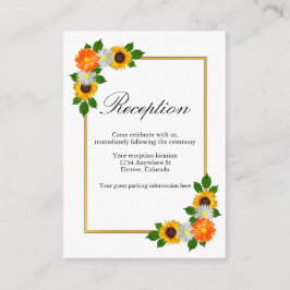 Floral Gold Rahmen Hochzeitsempfang Begleitkarte