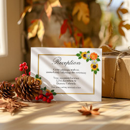 Floral Gold Rahmen Hochzeitsempfang Begleitkarte