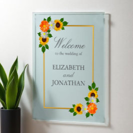Floral Gold Rahmen Wedding Acrylschild