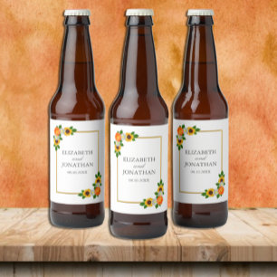 Floral Gold Rahmen Wedding Bierflaschenetikett