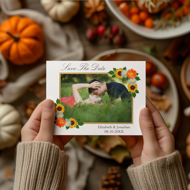 Floral Gold Rahmen Wedding Save The Date (Von Creator hochgeladen)