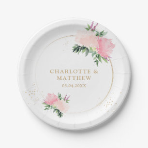 Floral Gold Romantische Hochzeit Pappteller
