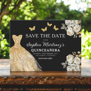 Floral Gold Save the Date Geburtstag Quinceanera