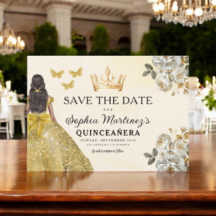 Floral Gold Save the Date Geburtstag Quinceanera