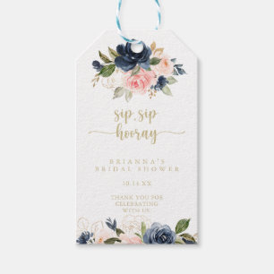 Floral Gold Sip Hooray Brautparty Geschenkanhänger