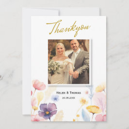 Floral Gold Wedding Thankyou Card Dankeskarte