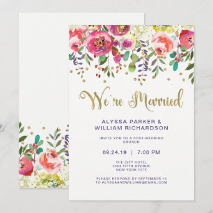 Floral Gold   Wir sind verheiratet Einladung
