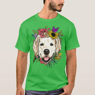 Floral Golden Retriever Dog Spring Nature Hunde Li T-Shirt