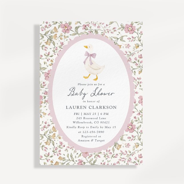 Floral Goose Baby Shower Invitation Einladung (Von Creator hochgeladen)