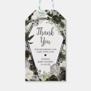 Floral Gothic Baby Shower Fevor Tags Geschenkanhänger