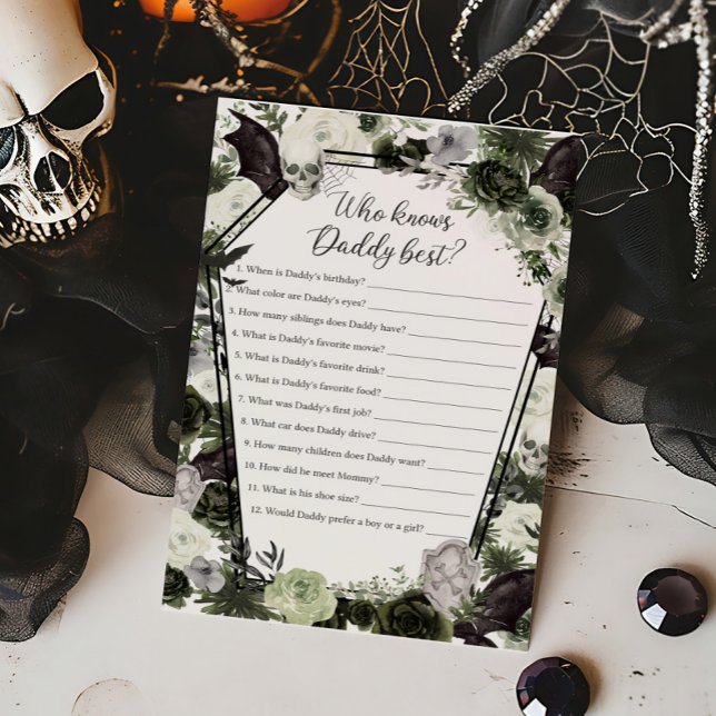 Floral Gothic Wer Daddy Best Game kennt (Floral Gothic Coffin Baby Shower Who knows Daddy Best Game)