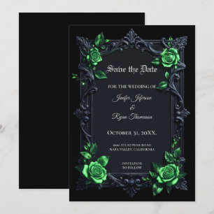 Floral-gotische Halloween-Save-the-Date-Einladung Einladung