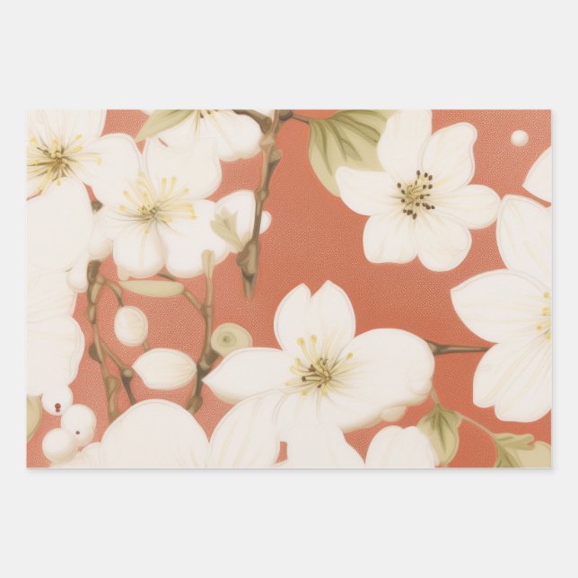 "Floral Grace Gift Wrap" Geschenkpapier Set (Vorderseite)