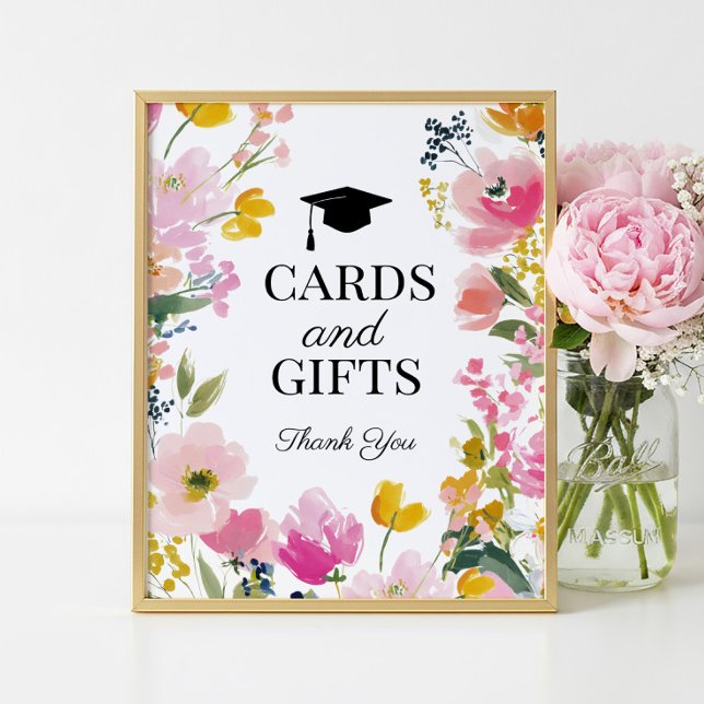Floral Graduation Party Cards and Gifts Sign Poster (Von Creator hochgeladen)