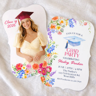 Floral Graduation Party Invitation Template  Einladung