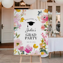 Floral Graduation Party Welcome Sign