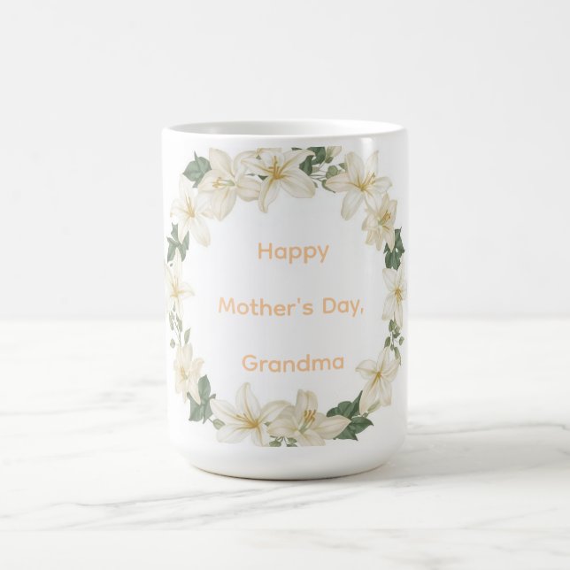 Floral Grandma Wreath Mothers Day Gift Kaffeetasse (Mittel)