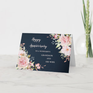 Floral Grandson und seine Ehefrau Hochzeitstag Karte