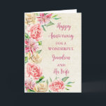 Floral Grandson und seine Ehefrau Jubiläum Karte<br><div class="desc">Glückliche Hochzeitskarte für Enkel und seine Ehefrau mit wunderschönen Aquarellfarben Vintage Blume,  rustikalen Einbrüchen und sentimentalem Vers.</div>