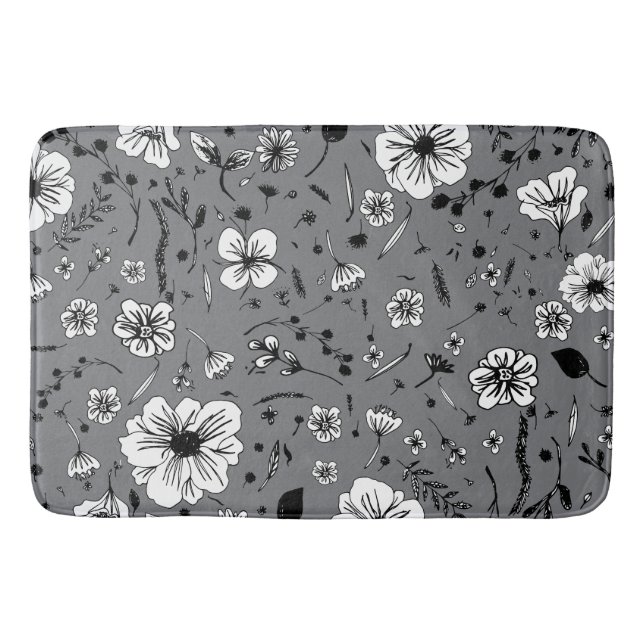 Floral Gray Badematte (Vorderseite)