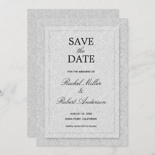Floral Gray Wedding Save The Date