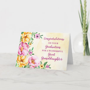Floral Great Grandtochter Abschluss Karte