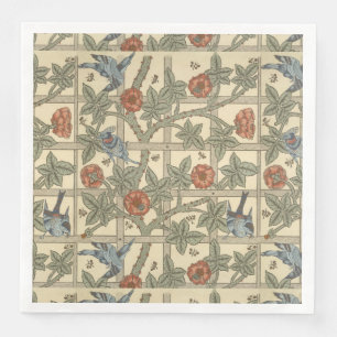 Floral Green Pink Vintag William Morris Trellis Serviette