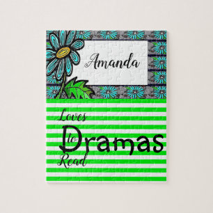 Floral Green Strip Drama Jigsaw Puzzle Daisy