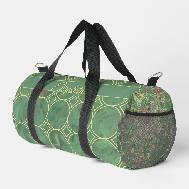 Floral Green Tile Duffle Bag (Rechte Ecke)