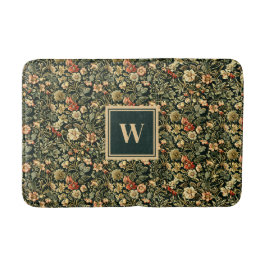 Floral Green William Morris Inspiriert Monogram Badematte
