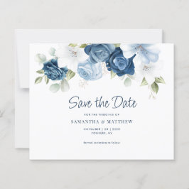 Floral Greenery Dusty Blue Save the Date