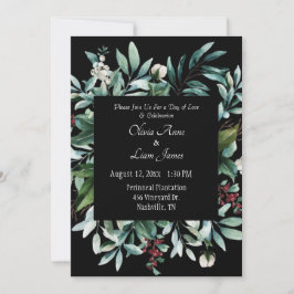 Floral Greenery Elegant Chic Script Name Wedding Einladung