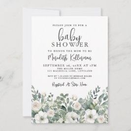Floral Greenery Eucalyptus Baby Shower Einladung