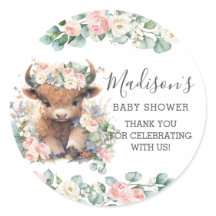 Floral Greenery Niedlich Highland Cow Vielen Dank 