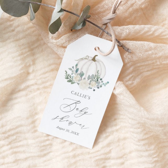 Floral Greenery Pumpkin Baby Shower Geschenkanhänger (Von Creator hochgeladen)