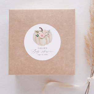 Floral Greenery Pumpkin Baby Shower Runder Aufkleber