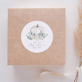 Floral Greenery Pumpkin Baby Shower Runder Aufkleber