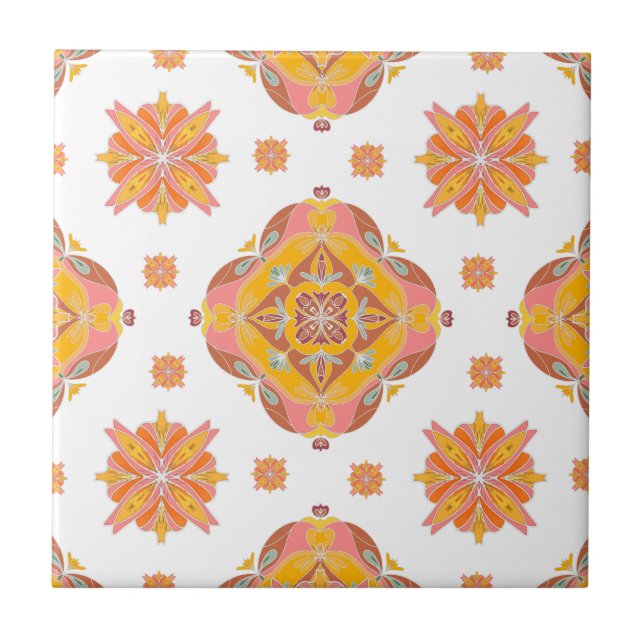 Floral Grid Ceramic Tile Fliese (Vorderseite)