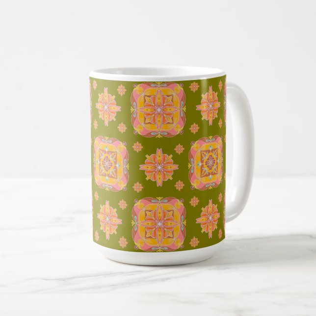 Floral Grid  Kaffeetasse (VorderseiteRechts)