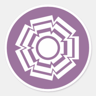 Floral Groove Stickers, Eggplant Runder Aufkleber