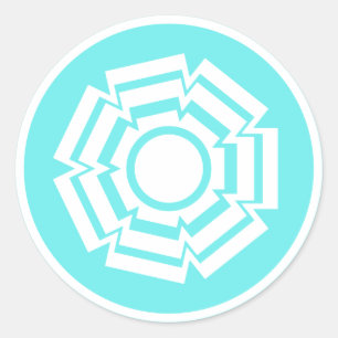 Floral Groove Stickers, Türkis Runder Aufkleber