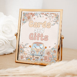 Floral Groovy Retro Hippie Duschkarten und Geschen Poster